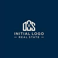 Initial letter OS monogram logo with abstract house shape, simple and modern real estate logo design vector