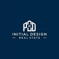 Initial letter PD monogram logo with abstract house shape, simple and modern real estate logo design vector