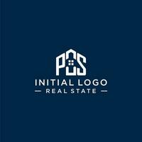 Initial letter PS monogram logo with abstract house shape, simple and modern real estate logo design vector