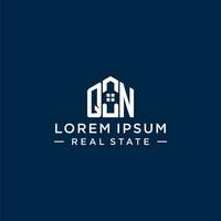 Initial letter QN monogram logo with abstract house shape, simple and modern real estate logo design vector
