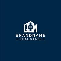 Initial letter QM monogram logo with abstract house shape, simple and modern real estate logo design vector