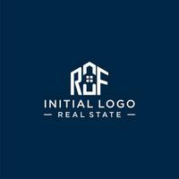 Initial letter RF monogram logo with abstract house shape, simple and modern real estate logo design vector