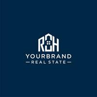 Initial letter RH monogram logo with abstract house shape, simple and modern real estate logo design vector