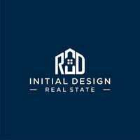 Initial letter RD monogram logo with abstract house shape, simple and modern real estate logo design vector