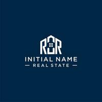 Initial letter RR monogram logo with abstract house shape, simple and modern real estate logo design vector