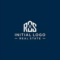 Initial letter RS monogram logo with abstract house shape, simple and modern real estate logo design vector