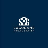Initial letter SG monogram logo with abstract house shape, simple and modern real estate logo design vector