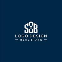 Initial letter SB monogram logo with abstract house shape, simple and modern real estate logo design vector