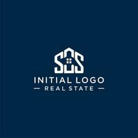 Initial letter SS monogram logo with abstract house shape, simple and modern real estate logo design vector