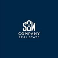 Initial letter SW monogram logo with abstract house shape, simple and modern real estate logo design vector