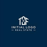 Initial letter TF monogram logo with abstract house shape, simple and modern real estate logo design vector