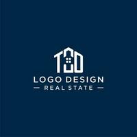 Initial letter TO monogram logo with abstract house shape, simple and modern real estate logo design vector