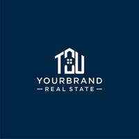 Initial letter TU monogram logo with abstract house shape, simple and modern real estate logo design vector