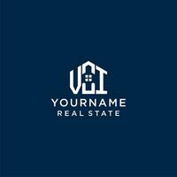 Initial letter VI monogram logo with abstract house shape, simple and modern real estate logo design vector