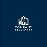 Initial letter WJ monogram logo with abstract house shape, simple and modern real estate logo design vector