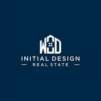 Initial letter WD monogram logo with abstract house shape, simple and modern real estate logo design vector