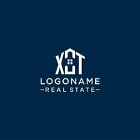 Initial letter XT monogram logo with abstract house shape, simple and modern real estate logo design vector