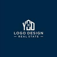 Initial letter YO monogram logo with abstract house shape, simple and modern real estate logo design vector