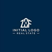 Initial letter ZF monogram logo with abstract house shape, simple and modern real estate logo design vector