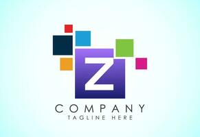 English alphabet Z with data pixel. Creative technological modern data pixel logo vector