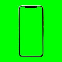 App demonstration mockup. Realistic mobile phone frame only, mockup with green chroma key screen, cellphone app template. photo