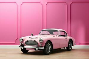 Classic Car Pink Wallpaper Generative AI photo