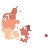 Denmark map with main regions. Map of Denmark vector