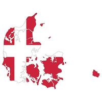 mapa de Dinamarca con Dinamarca bandera vector