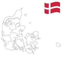 Denmark map with administrative provinces. Map of Denmark vector