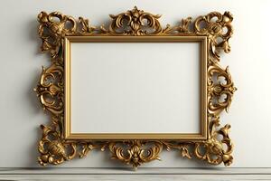 Elegant photo frame isolated on white background. Generative AI