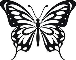 Black Butterfly Icon A Mark of Intricacy Graceful Majesty in Noir Butterfly Emblem vector