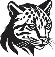 Silent Prowler Ocelot Logo in Vector Nocturnal Grace Black Ocelot Icon