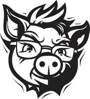 Bold Black Swine Symbol Minimalist Piggy Design vector