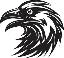 Sleek Crow Iconic Emblem Abstract Black Bird Seal vector