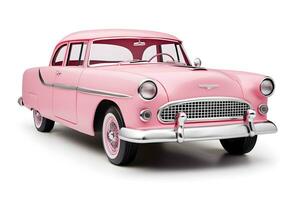 clásico rosado coche aislado en blanco antecedentes generativo ai foto