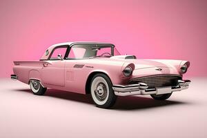 clásico rosado coche aislado en blanco antecedentes generativo ai foto