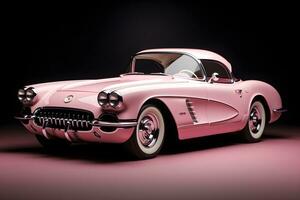clásico coche rosado fondo de pantalla generativo ai foto