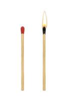 Wooren Match with Red Head and Burning Match. 3d Rendering photo