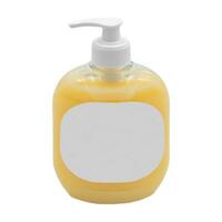 Liquid Soap Dispencer with Soap and Blank Label for Your Design photo