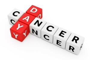 Cancer Day Sign as Crossword Cube Blocks. 3d Rendering photo