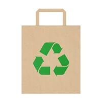 Shopping Paper Bag with Green Recycle Sign. 3d Rendering photo