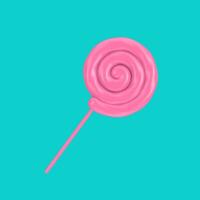 Pink Swirl Lollipop in Duotone Style. 3d Rendering photo