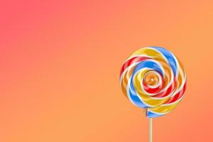 Rainbow Swirl Lollipop. 3d Rendering photo