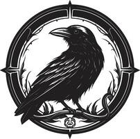 Intricate Raven Crest Design Stylish Raven Silhouette Badge vector