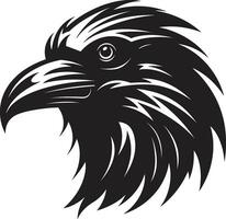 Abstract Black Bird Seal Premium Raven Monochrome Badge vector