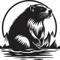 Bold Black Beaver Emblem Beaver Silhouette Logo vector