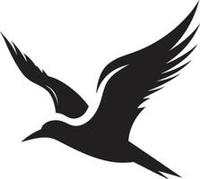 Elegant Intrigue Black Seagull Symbol Profile Onyx Soarer Seagull Heraldry in Vector