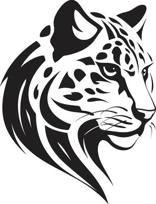 Epic Obsidian Ocelot Heraldry in Black Mystic Spots Vector Ocelot Symbol