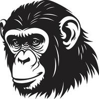 el Arte de sencillez agraciado chimpancé símbolo intrincado primate emblema noir chimpancé icono vector