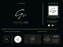 Floral Gv Signature Logo, Initial GV Luxury Fashion Logo Icon With Branding vector